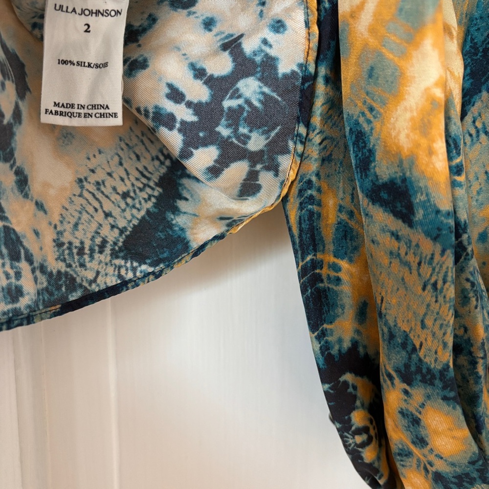 Ulla Johnson Nadya Blouse Constellation Patterned Silk Twill Shibori Size 2 - Picture 10 of 16